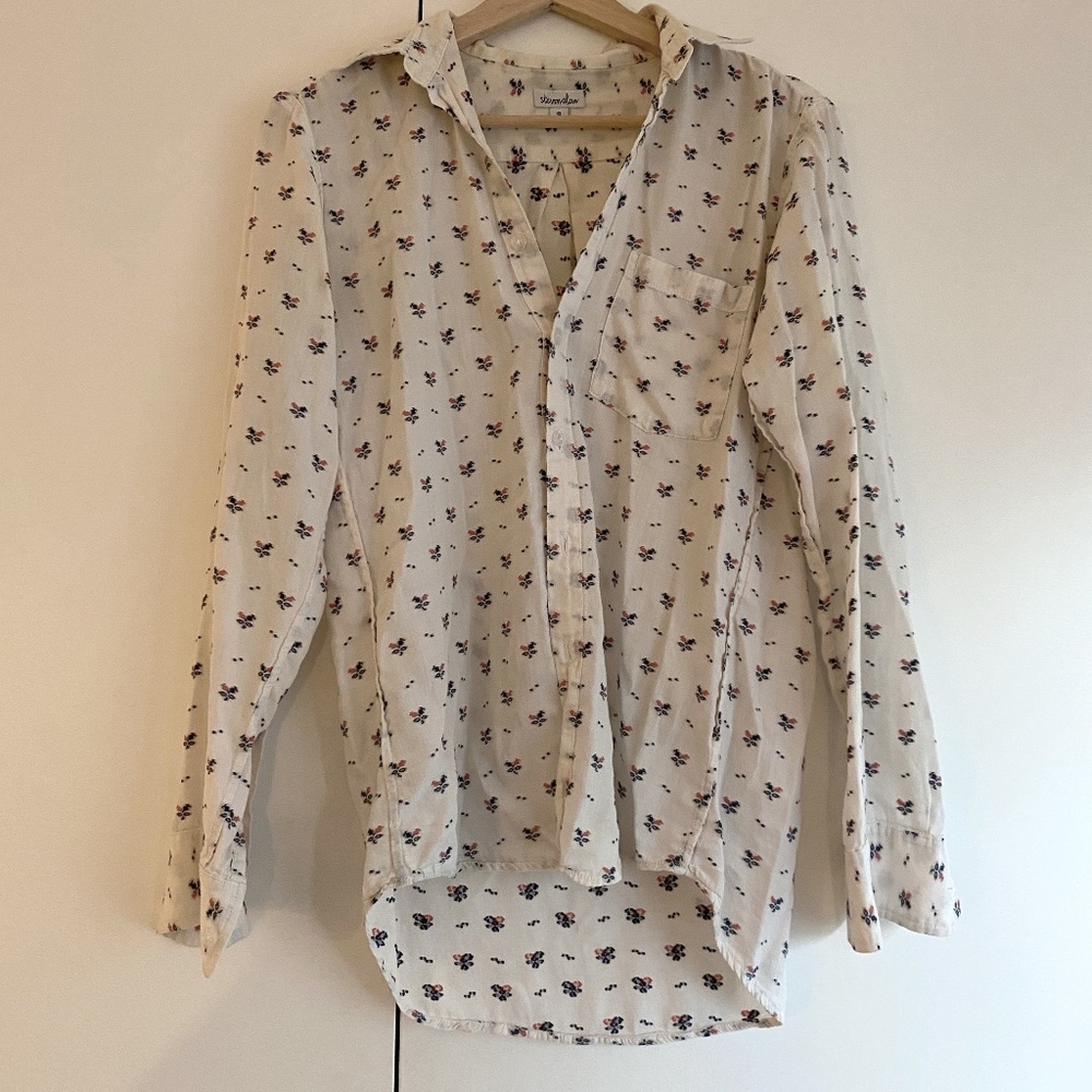 Steven Alan Floral Pattern White Button Down (Size S)